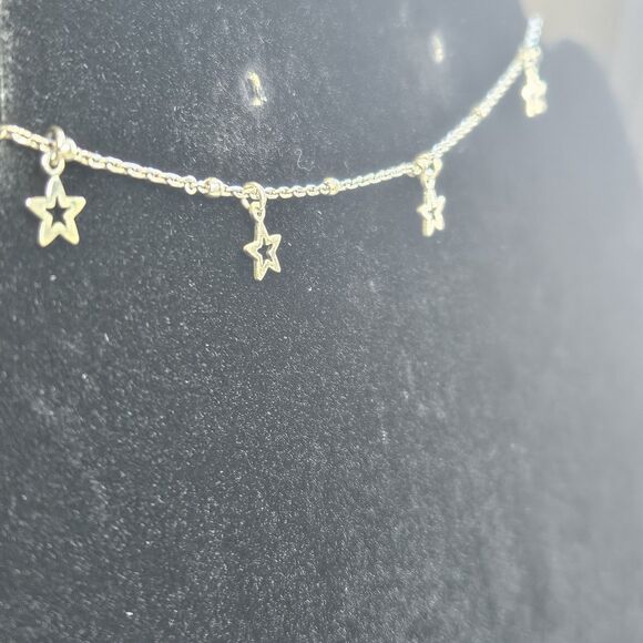 Sterling Silver Dangling Stars Ball Chain Anklet 9.5" - Picture 6 of 13